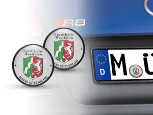 Aufkleber TÜV Nordhein Westfalen Kreis Gütersloh Nummernschild plakette